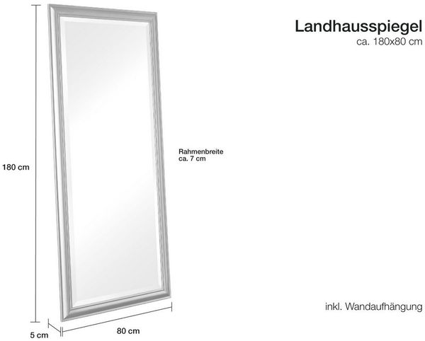 LC Home Wandspiegel LC Home Wandspiegel Spiegel ca. 180 x 80 cm schlichter Landhaus-Stil Bild 2