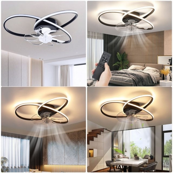 LETGOSPT LED Deckenleuchte Leise Deckenventilator mit Beleuchtung 60W Deckenlampe Mit Ventilator, Mit Fernbedienung Dimmfunktion Memoryfunktion Nachtlichtfunktion Ventilatorfunktion, LED fest integriert, Kaltweiß, Neutralweiß, Warmweiß, Leise Deckenven... Bild 4
