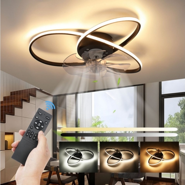 LETGOSPT LED Deckenleuchte Leise Deckenventilator mit Beleuchtung 60W Deckenlampe Mit Ventilator, Mit Fernbedienung Dimmfunktion Memoryfunktion Nachtlichtfunktion Ventilatorfunktion, LED fest integriert, Kaltweiß, Neutralweiß, Warmweiß, Leise Deckenven... Bild 1