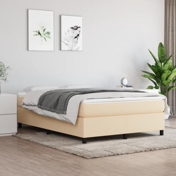 vidaXL Boxspringbett mit Matratze Creme 140x200 cm Stoff, Härtegrad: H2 [3144428]