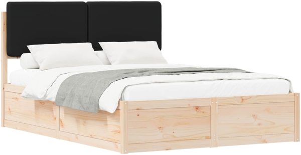 vidaXL Bettgestell mit gepolstertem Kopfteil Schwarz 150 x 200 cm 3398156
