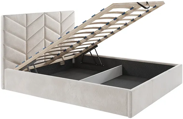 Vente-unique - JUSTANI Bett Stoff Beige - B 213 cm x H 106 cm x L 170 cm Bild 6