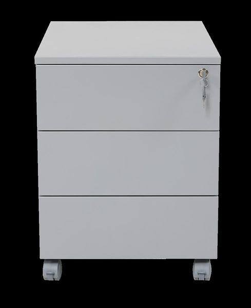 Rollcontainer, 3 Schübe, Farbe grau RAL 7035 pulverbeschichtet