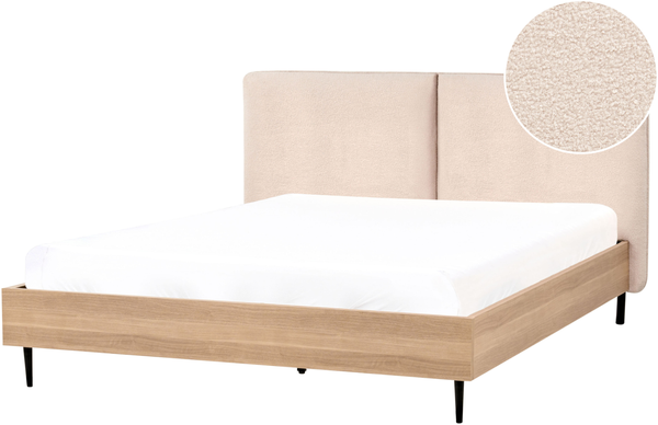 Bett mit Lattenrost Bouclé LIMANTON 160 x 200 cm Beige