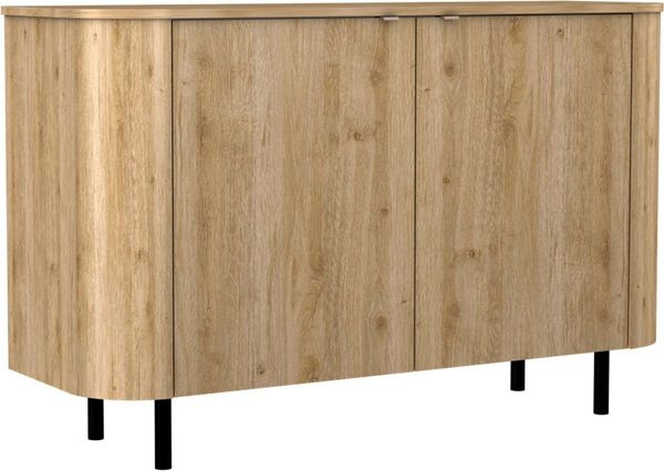 Home affaire Sideboard Murano, 131 cm breit, 2 Türen, Anrichte, Kommode, Stauraumschrank, Formgebogenes MDF, Stirnseiten mit Rundung, Füße und Griffe aus Metall