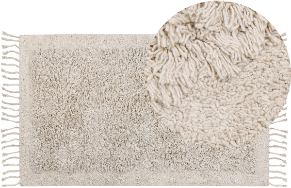 Teppich Baumwolle hellbeige 80 x 150 cm Fransen Shaggy BITLIS