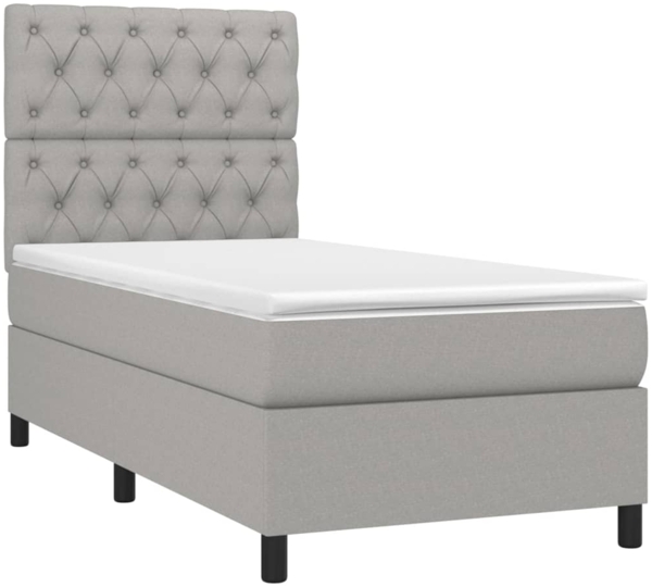 vidaXL Boxspringbett mit Matratze Hellgrau 80x200 cm Stoff 3141969 Bild 2