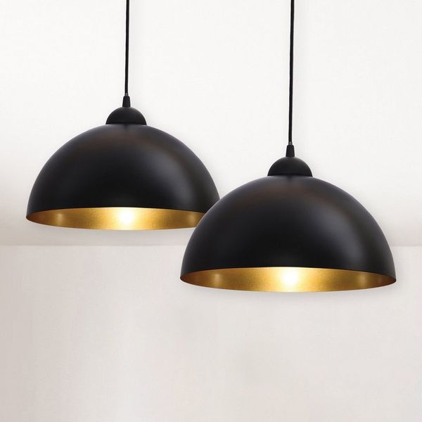 Design Pendelleuchte schwarz-gold Hänge-Leuchte Küche Decken-Lampe