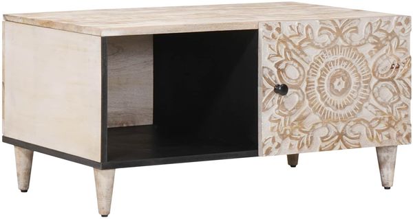 vidaXL Couchtisch Weiß 80 x 50 x 40 cm Massivholz Mango 4018372
