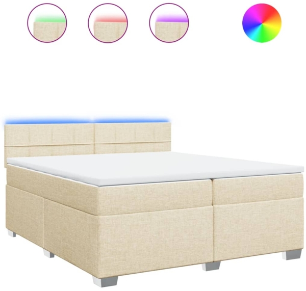 vidaXL Boxspringbett mit Matratze Creme 200x200 cm Stoff 3288300