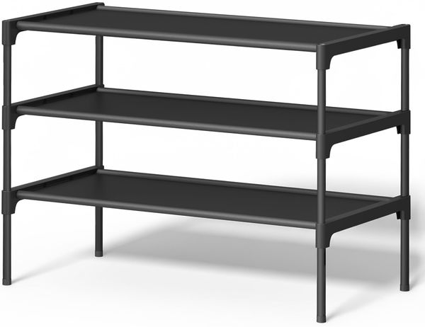 SONGMICS Schuhregal 3 Ebenen, Schuhablage, Schuhaufbewahrung, Eingangsbereich, Flur, platzsparend, 29,7 x 62,3 x 53,5 cm, Metallrahmen, Vliesstoff-Ablage, tintenschwarz LSH023BH01