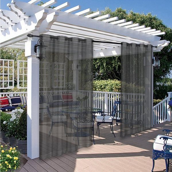 BTTO V&G Outdoorvorhang Wasserdichter Gardinen,Balkon Vorhang,Outdoor Vorhang mit Ösen (2 St), Transparenter Terrassenvorhang