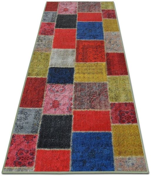 Floordirekt Läufer Monsano, Teppichläufer erhältlich in 2 Farben & vielen Größen, rechteckig, Höhe: 7 mm, Patchwork-Design