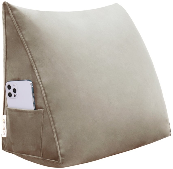 VERCART 'Bettruhe' Keilkissen, Bräunen, Samt, 35 x 20 x 45 cm