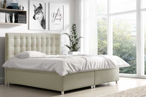 99rooms Riverside Boxspringbett Strukturstoff 120x200 cm Beige