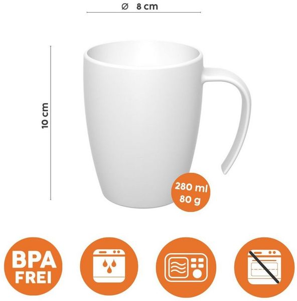 Ornamin Becher Kaffeebecher mit ergonomischem Henkel, Kunststoff, BPA-frei l Stapelbar l Made in Germany