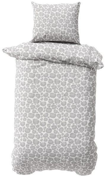 MTOnlinehandel Bettwäsche Leo Explorer 135x200 + 80x80 cm in Renforcé, Weiß/ Grau, Animal, 100% Baumwolle, 2 teilig, Bettwäsche- Set im Leo Look • Safari • Adventure