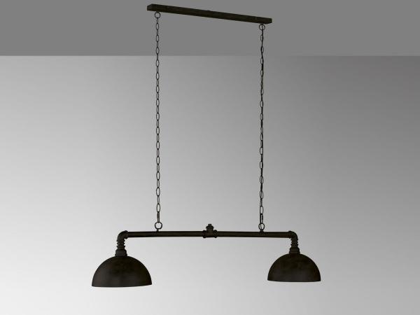 Pendelleuchte 2 flammig Industrial Schwarz Gold Design Rohr mit LED