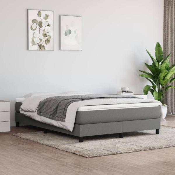 vidaXL Boxspringbett, Stoff, Dunkelgrau, 140 x 190 cm