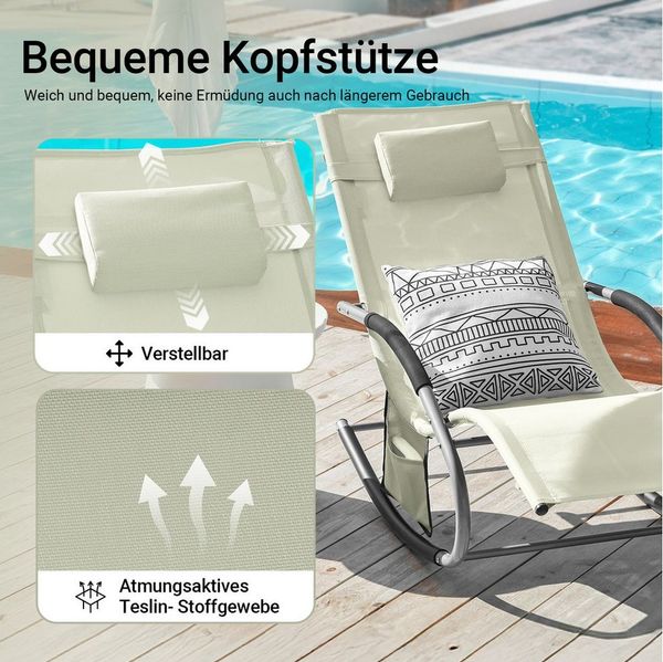 SoBuy Gartenliege OGS28x2, 2-er Set Swingliege Schaukelliege Sonnenliege Liegestuhl mit Tasche Bild 4