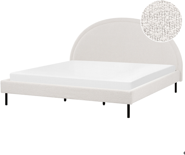 Bett mit Lattenrost MARGUT 180 x 200 cm Bouclé Weiß