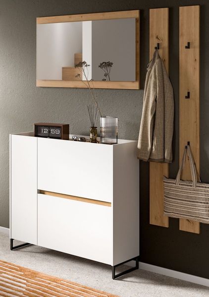 Garderobe Set 4-tlg. Borga in weiß und Eiche 172 cm