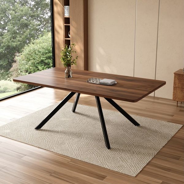 Flieks Esstisch ausziehbarer Tisch in 3 Größen (Länge 160-200-240/T90/H74,5 cm, 1-St, 1 Tisch), erweiterbar Küchentisch rechteckig Schreibtisch Holzoptik Walnussfarbe