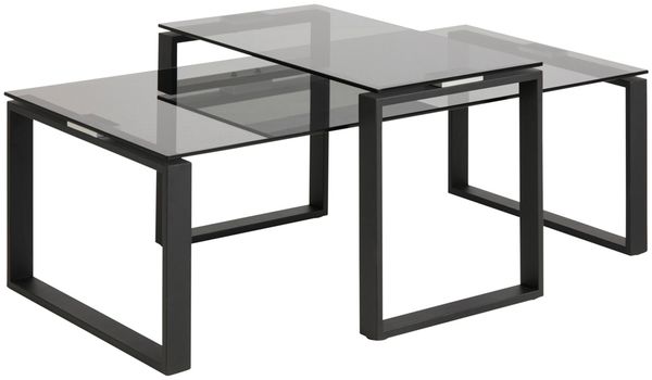 2er-Set Couchtisch 'KATRINE', rauchfarbenes Glas