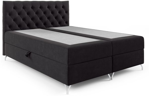 MEBLINI Boxspringbett GIULIA 180x200 cm mit Bettkasten – H4/Schwarz Samt Polsterbett - Doppelbett mit Topper & Taschenfederkern-Matratze Bild 2
