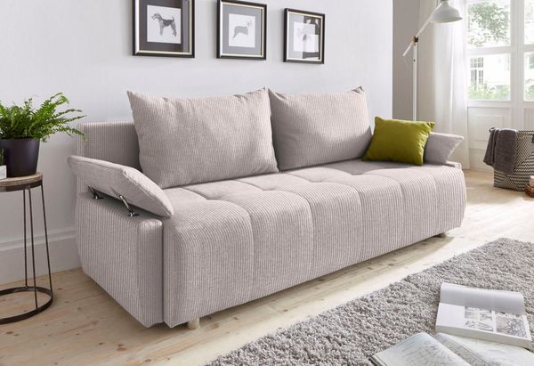 COLLECTION AB Schlafsofa Funtastic, B: 212 cm, Liegel. 145x187 cm, Bettfunktion, Bettkasten, Armteilverstellung & 1 Zierkissen, Federkern