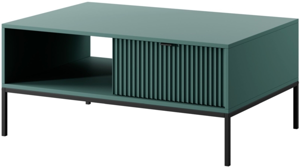 Selsey 'Vellore' Couchtisch 104 x 68 cm, Grün, mit Schublade und schwarzem Gestell