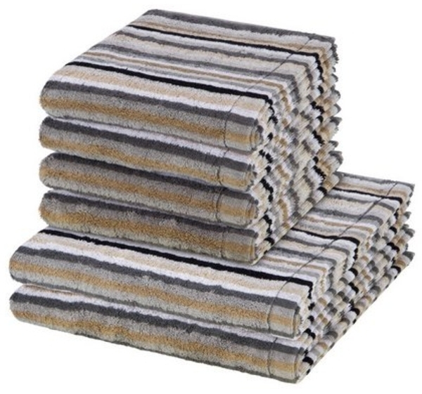 Cawö Lifestyle 6 tlg. Frottier-Set - 4 X Handtuch (50 X 100cm), 2 X Duschtuch (70 X 140cm) - 512 g/m2 - Kiesel Bild 2