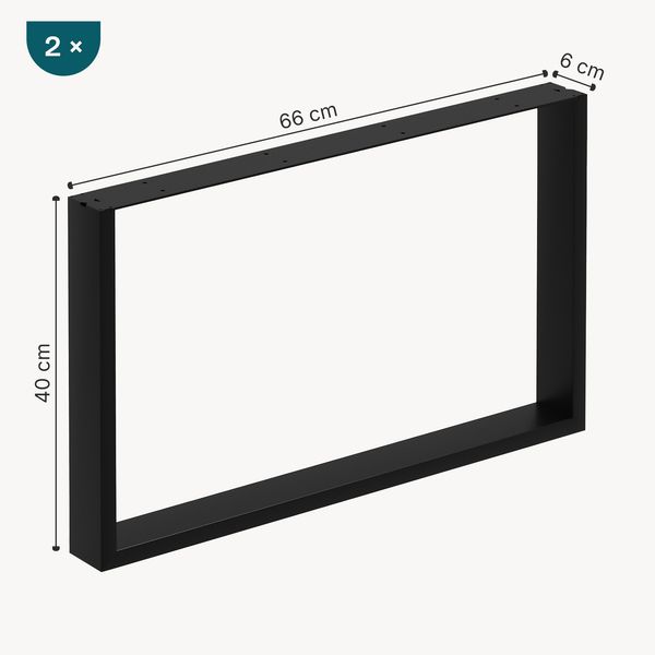 Couchtischgestell Makers 2er-Set 66x40 cm Stahl Schwarz [en. casa] Bild 3