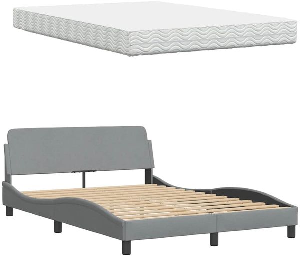 vidaXL Bett mit Matratze "Hanko" Hellgrau 140x190 cm Stoff 3310524 Bild 8
