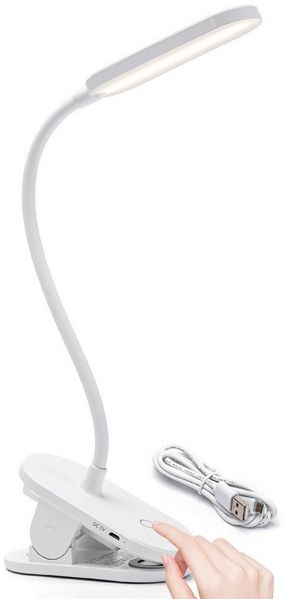 Aigostar LED Klemmtischleuchte LED Klemmlampe Wiederaufladbare USB-Leselampe