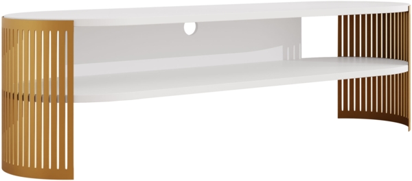 TV-Lowboard Fahugin Oval Gold (Farbe: Gold / Arktisches Weiß)