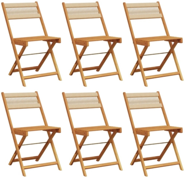 vidaXL Gartenstühle 6 Stk. Klappbar Beige Massivholz Akazie 3214608