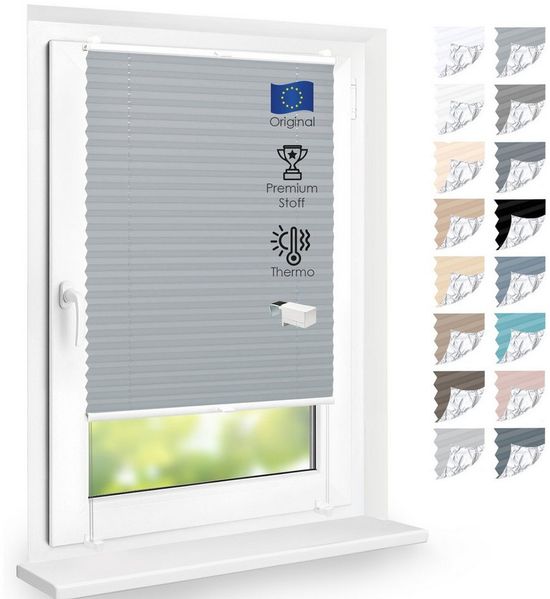DomDeco Plissee Premium Thermo Plissee ohne Bohren, Sichtschutz, lichtdurchlässig, blickdicht, Klemmfix, Thermo-Wärmeschutz, verdunkelnd, blickdicht, Stufenlos