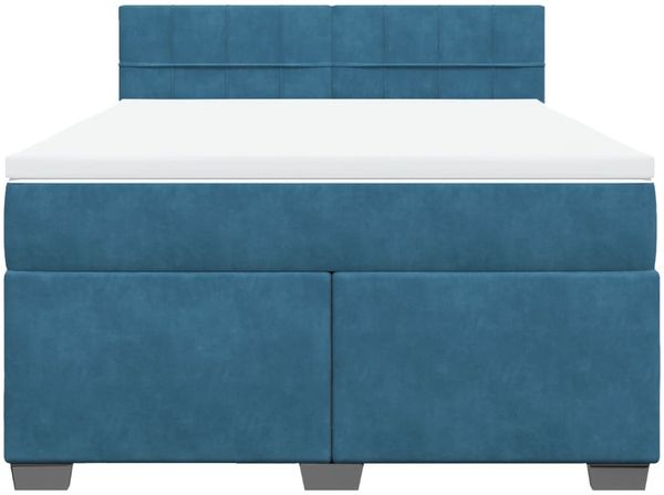 vidaXL Boxspringbett mit Matratze Dunkelblau 140x190 cm Samt 3286310 Bild 4