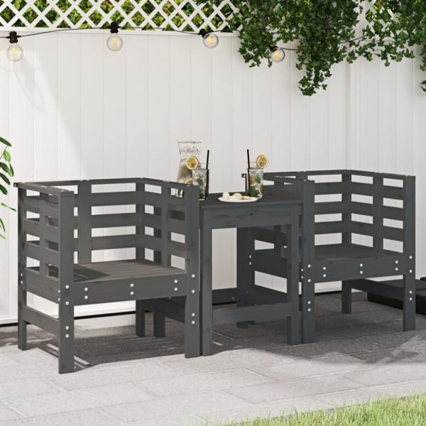 vidaXL Gartenstühle 2 Stk. Grau 61,5x53x71 cm Massivholz Kiefer 825130