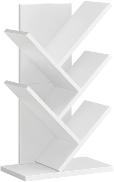 Vasagle Bücherregal Baumform, Standregal 5 Ebenen, Eckregal platzsparend, Aufbewahrungsregal für Schlafzimmer, Wohnzimmer, Homeoffice