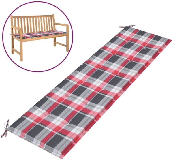 vidaXL Gartenbank-Auflage Rot Karomuster 180x50x3 cm Oxford-Gewebe 314096