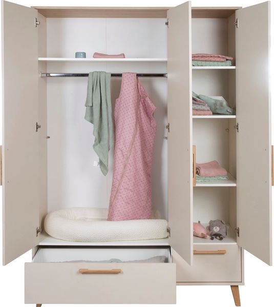 roba Kinderkleiderschrank 'Jil' - 3-türig - Soft-Close - HxBxT: 200 x 138 x 55 cm - Cashmere / Chestnut Bild 8