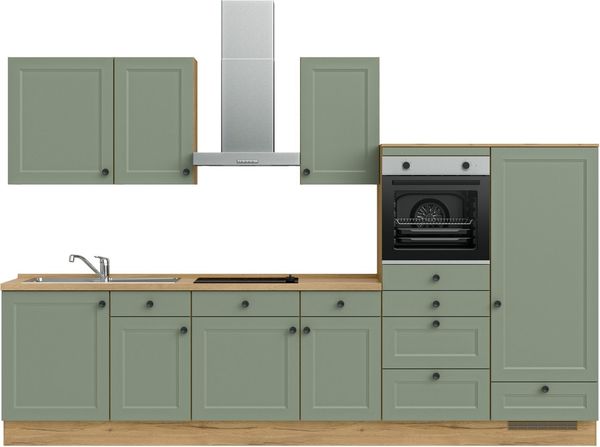 nobilia® Küchenzeile "Cascada I", vormontiert, Ausrichtung wählbar, Breite 330 cm, wahlw. mit E-Geräten
