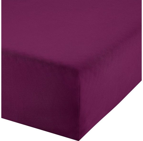 Erwin Müller 'Freising' Spannbettlaken, Gummizug: Rundumgummi, 1 Stück, Elasthan-Jersey-Stretch Uni, Lila, Boxspring-Spannbettlaken - 120x200 cm - 130x220 cm
