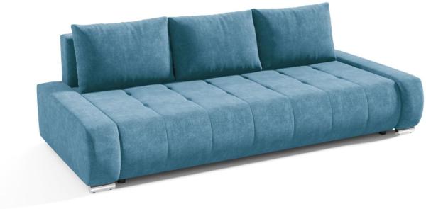 Sofa 3-Sitzer mit Schlaffunktion VOGAR Stoff Aston Lichtblau