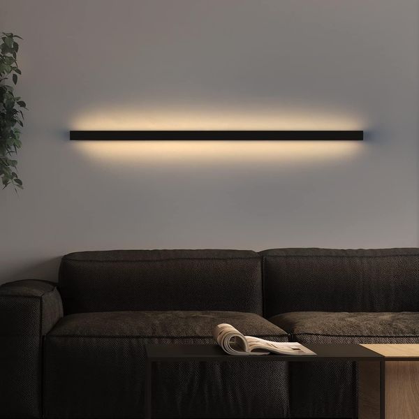 ZMH Wandlampe led Wandleuchte innen - Modern 80CM 27W Flur Up Down Warmweiß Flurlampe Wohnzimmerlampe Schwarze Bettlampe Wandbeleuchtung für Treppenhaus Wohnzimmer Kinderzimmer Schlafzimmer
