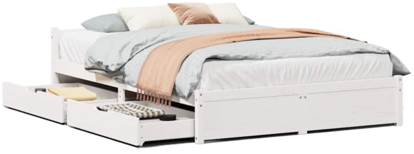 vidaXL Massivholzbett ohne Matratze Weiß 120x200 cm Kiefernholz 3301687