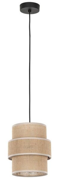 Licht-Erlebnisse Pendelleuchte GREET, ohne Leuchtmittel, Jute Metall Ø 20 cm Schwarz Natur E27 Boho Esstisch