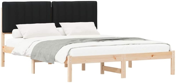 vidaXL Bettgestell mit gepolstertem Kopfteil Schwarz 150 x 200 cm 878041
